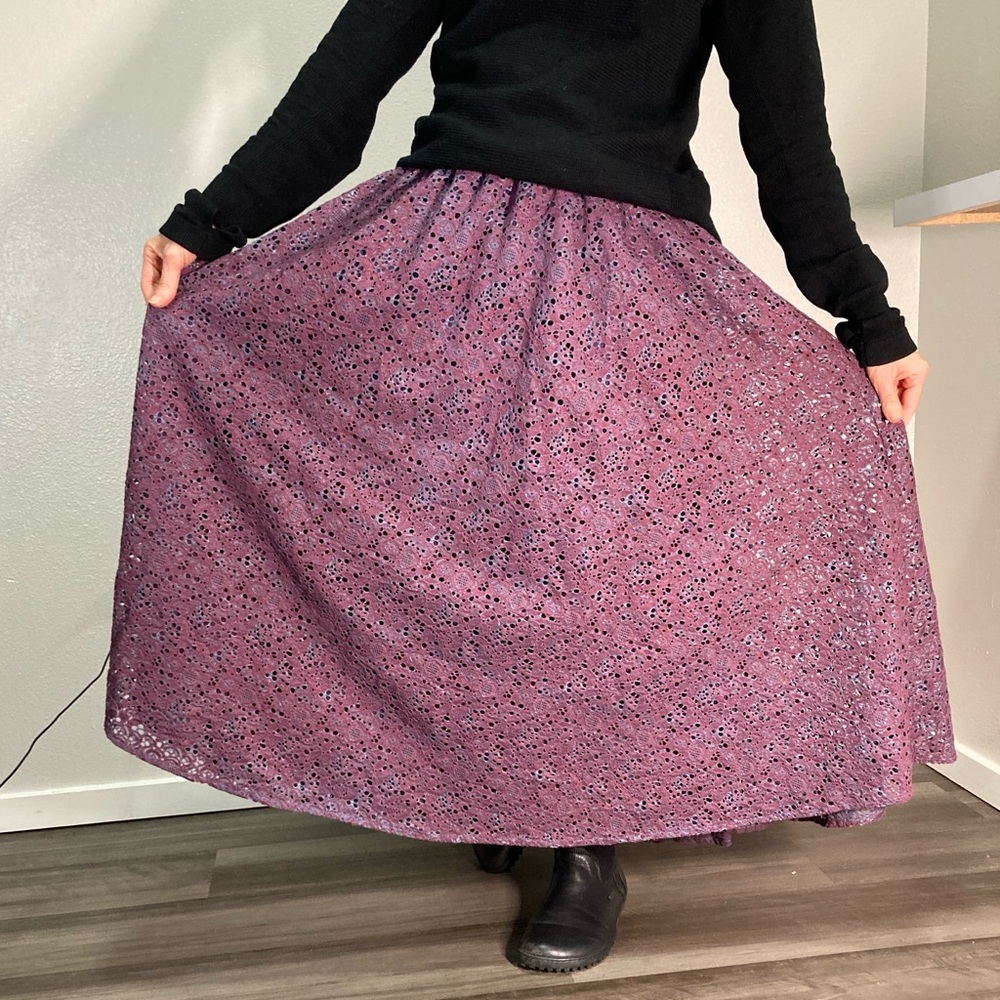 Linen Vibes Whimsigoth Linen Blend Floral lace Cottagecore Romantic Skirt sz XL
